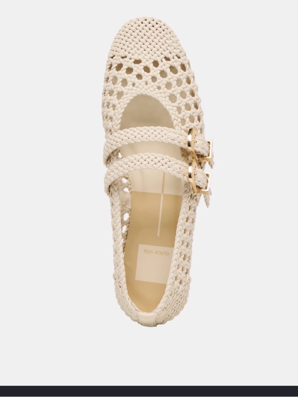 Dolce Vita Baylee Leather Double Strap Flats Cream Ivory 8.5